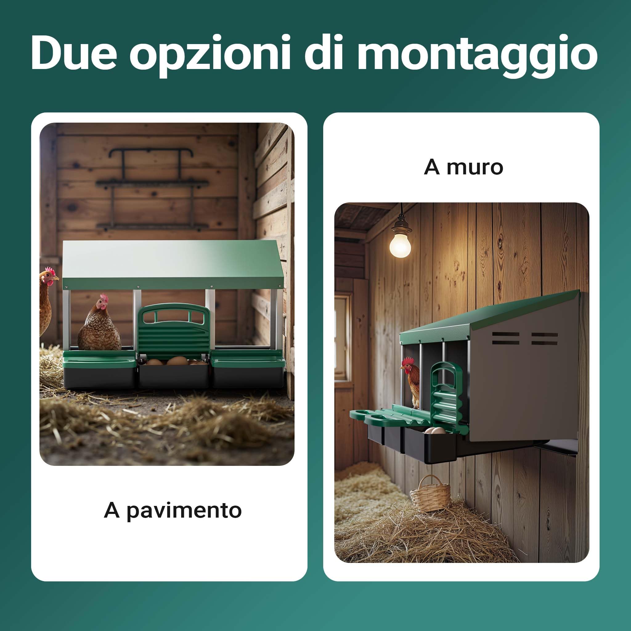 Fudajo Nido triplo per galline ovaiole con vassoio di raccolta 81 x 52 x 48 cm, 3 nidi per uova di gallina, con fori di ventilazione, in plastica, montaggio a parete
