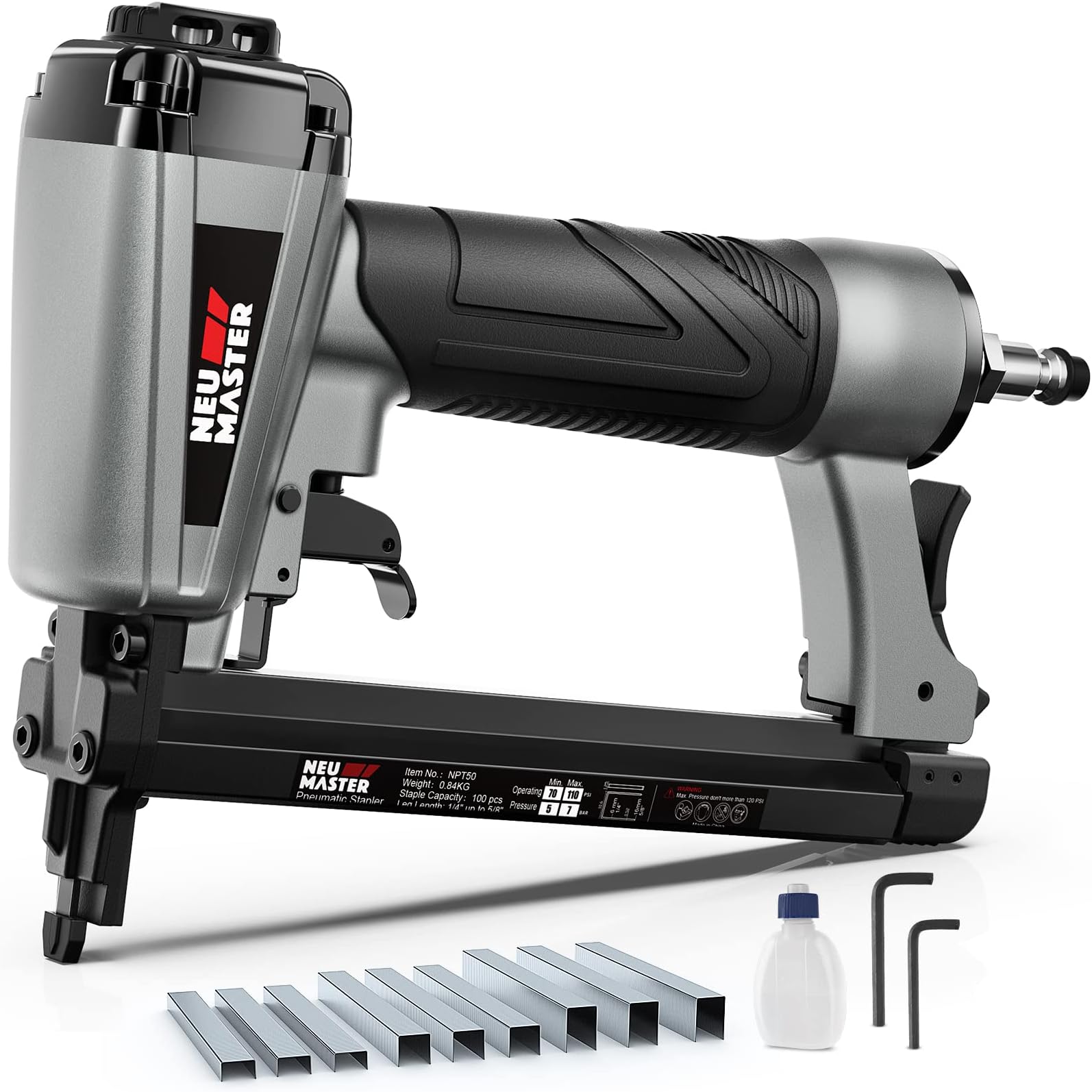 NEU MASTER Pneumatic Staple Gun, 20 Gauge Upholstery