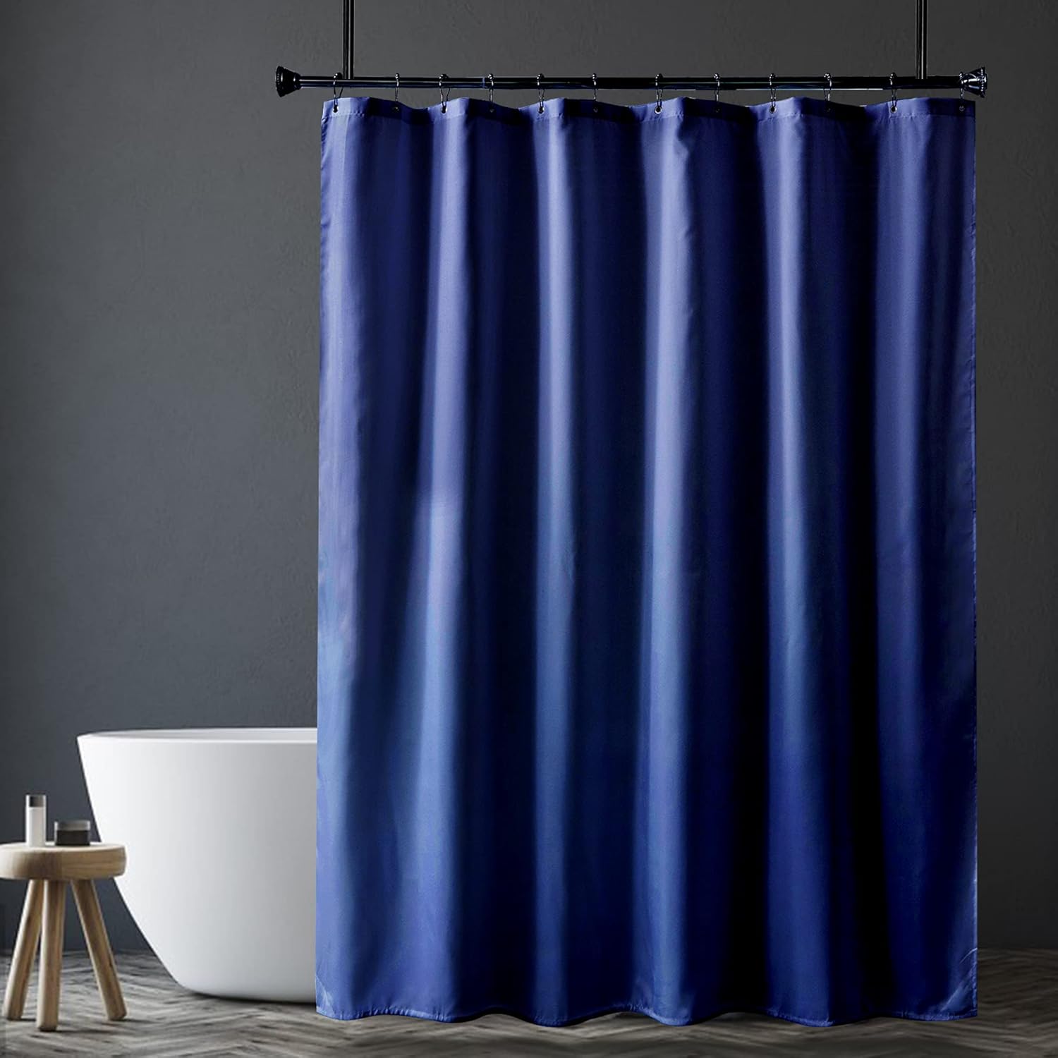 Amazer Navy Blue Shower Curtain Liner, Navy Blue Fabric