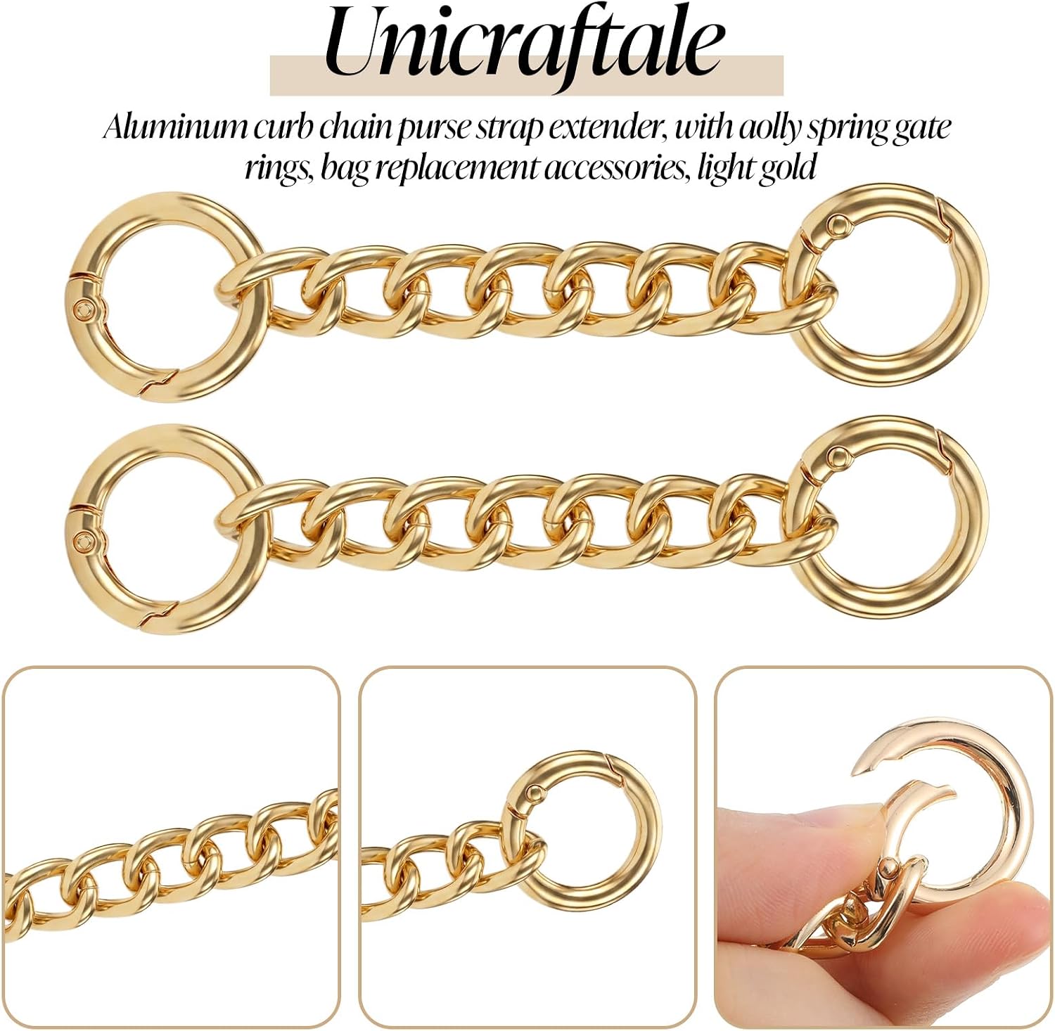 2 PCS 4.1" Purse Extender Chain, Metal Bag Extender Chain Gold