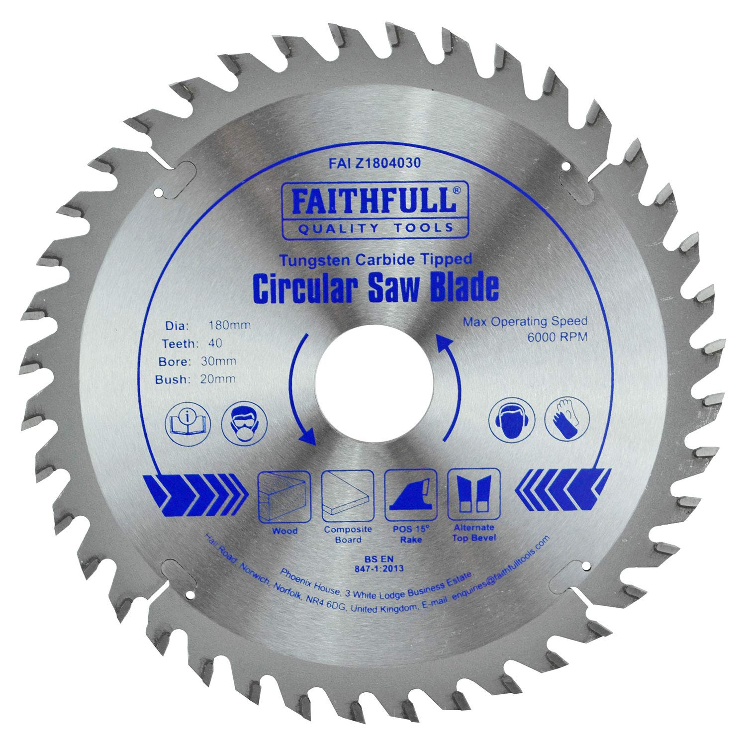 Faithfull Fine Cross Cut Tct Circular Saw Blade