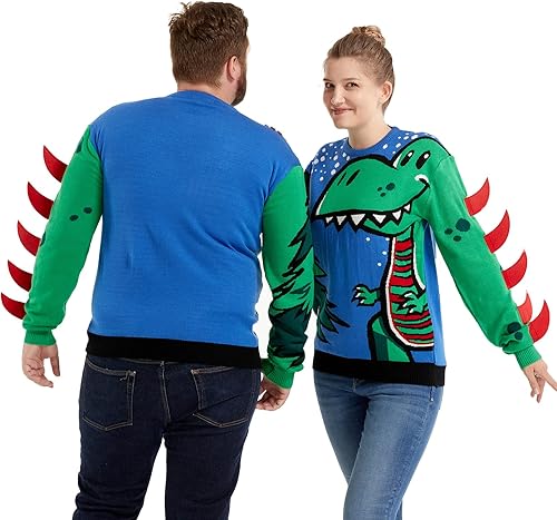 Miniatura 3 de Suéter feo de Navidad unisex para mujer, divertido suéter de punto con reno de Papá Noel para fiesta de Navidad