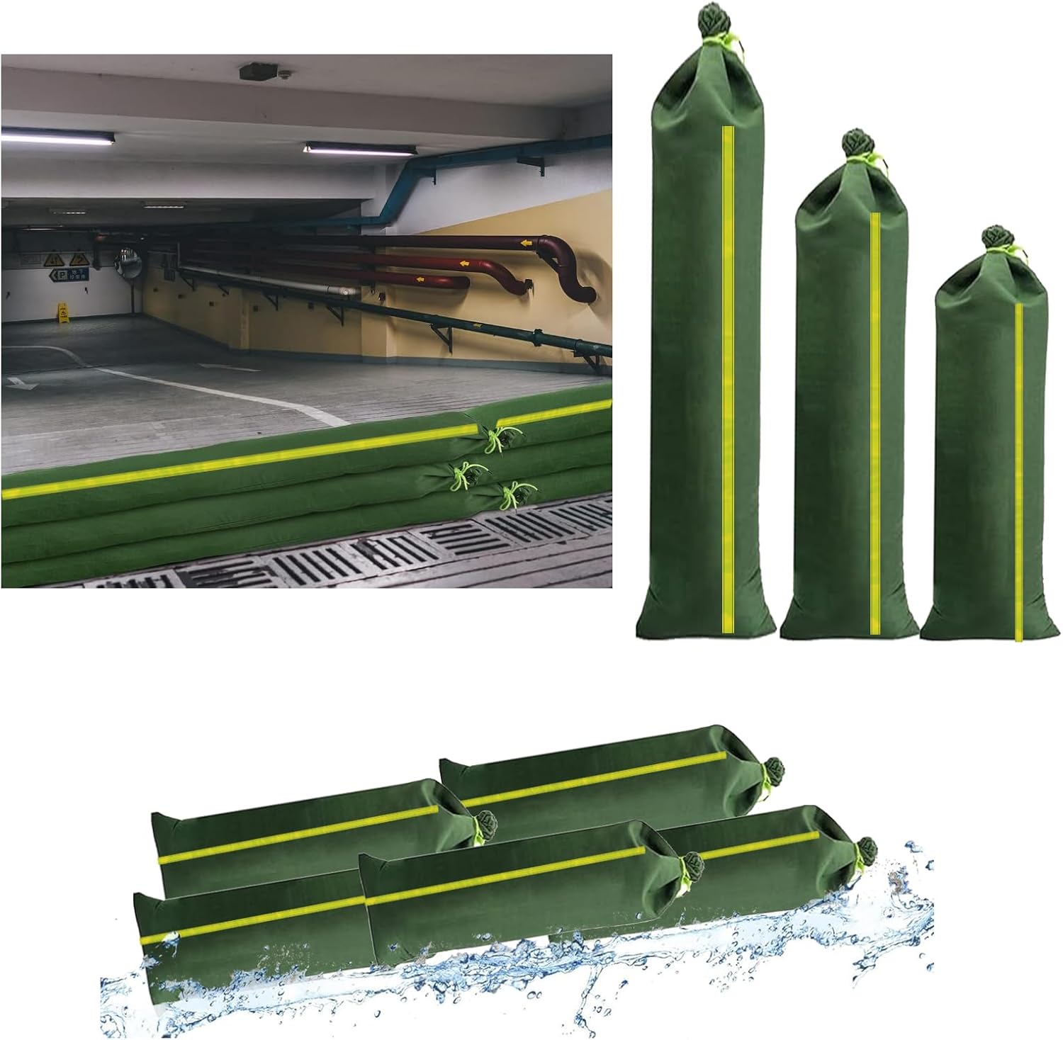 Sandbag for Flood Control 2PCS 5'×8'' Silicone Canvas Flood Barrier For Home Store Garage Garden