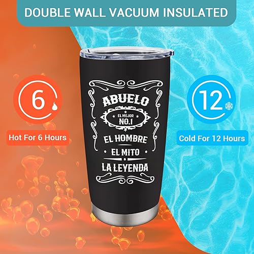 Miniatura 7 de Regalos de Abuelo en Español Vaso de 20 onzas, Regalos para Abuelo, El Mejor Abuelos Del Mundo, Los Mejores Regalos de Abuelos de Nietos, Regalo