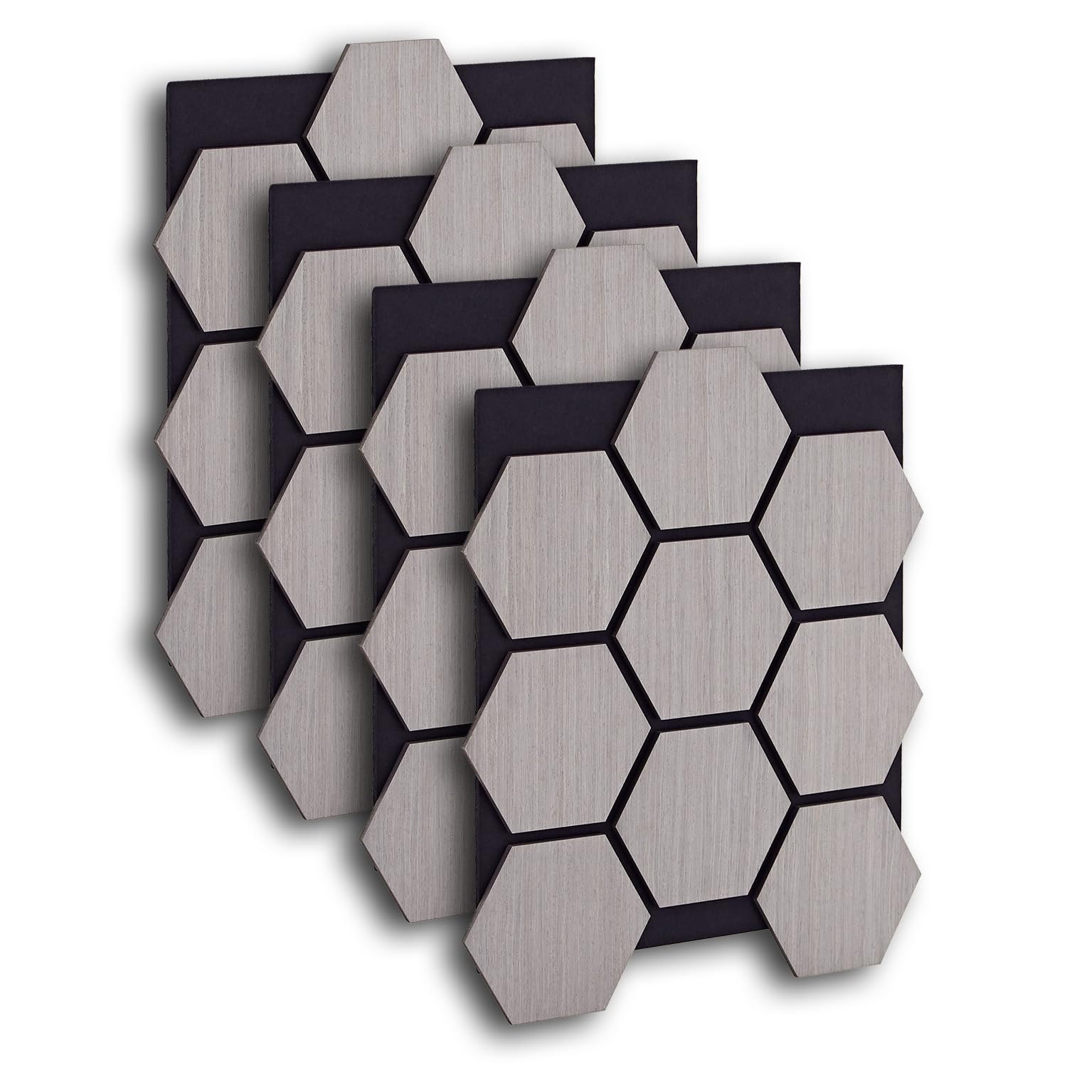 Homestyle4u 4er Set Akustikpaneele Hexagon 76x62 cm Schallschutz Grau | Deko Akustikplatten aus Filz für Wand & Decke, 3D Schalldämmung zur Raumakustik-Optimierung, zuschneidbare Wandpaneele