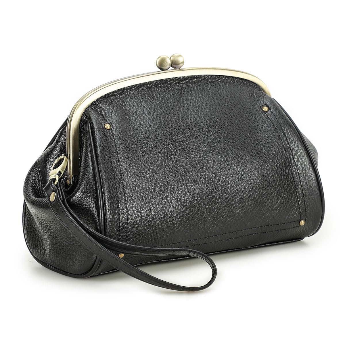 Kiss Lock Clutch Bag Womens Genuine Leather Evening Bag Kiss Clasp Wrist Wallet Vintage Handbag-image-41
