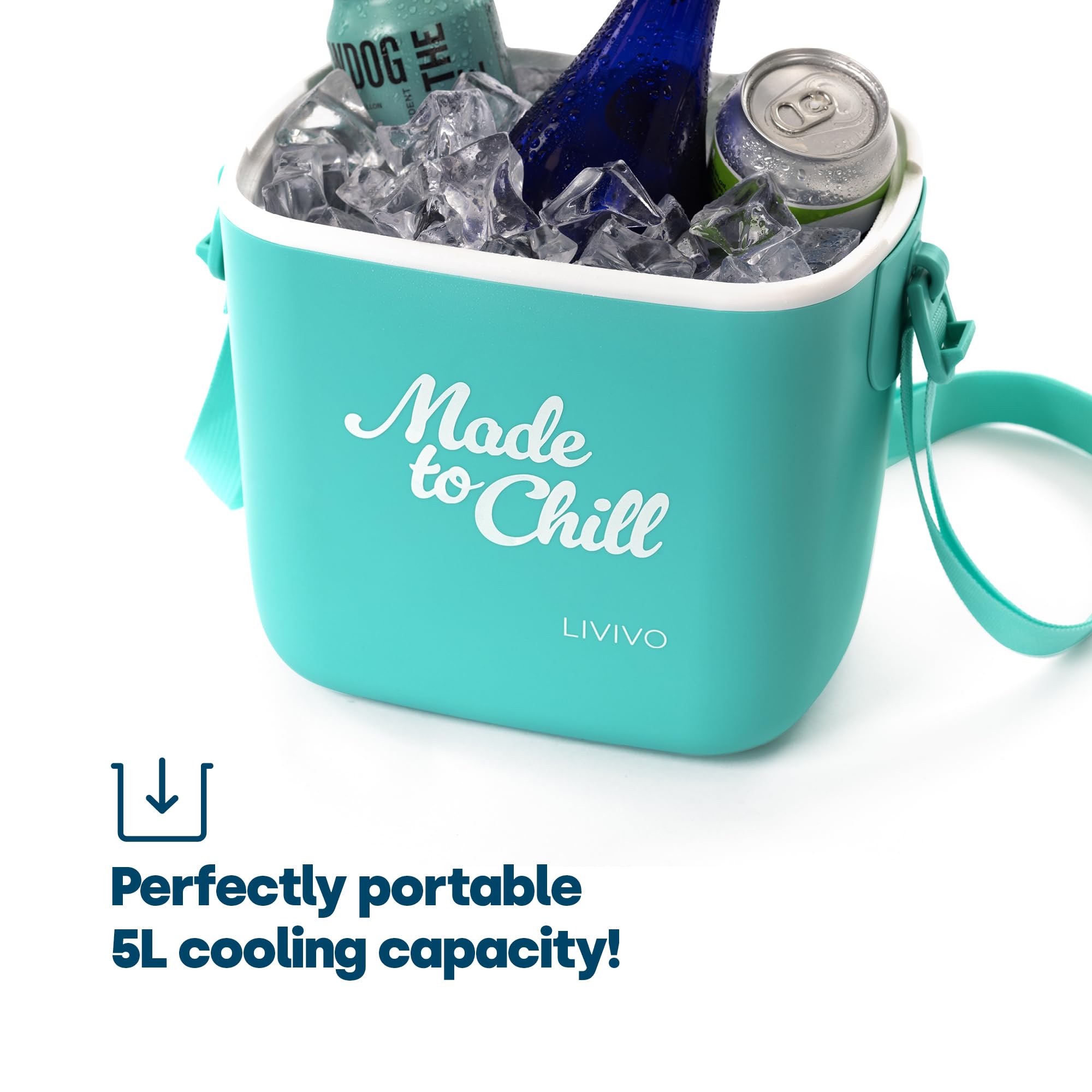LIVIVO Made to Chill 5L Cool Box – Summer Cooler Box, Small Portable Insulated Ice Box with Strap, Lightweight Hard Cooler for Picnic, Beach, Camping & Travel — view 3