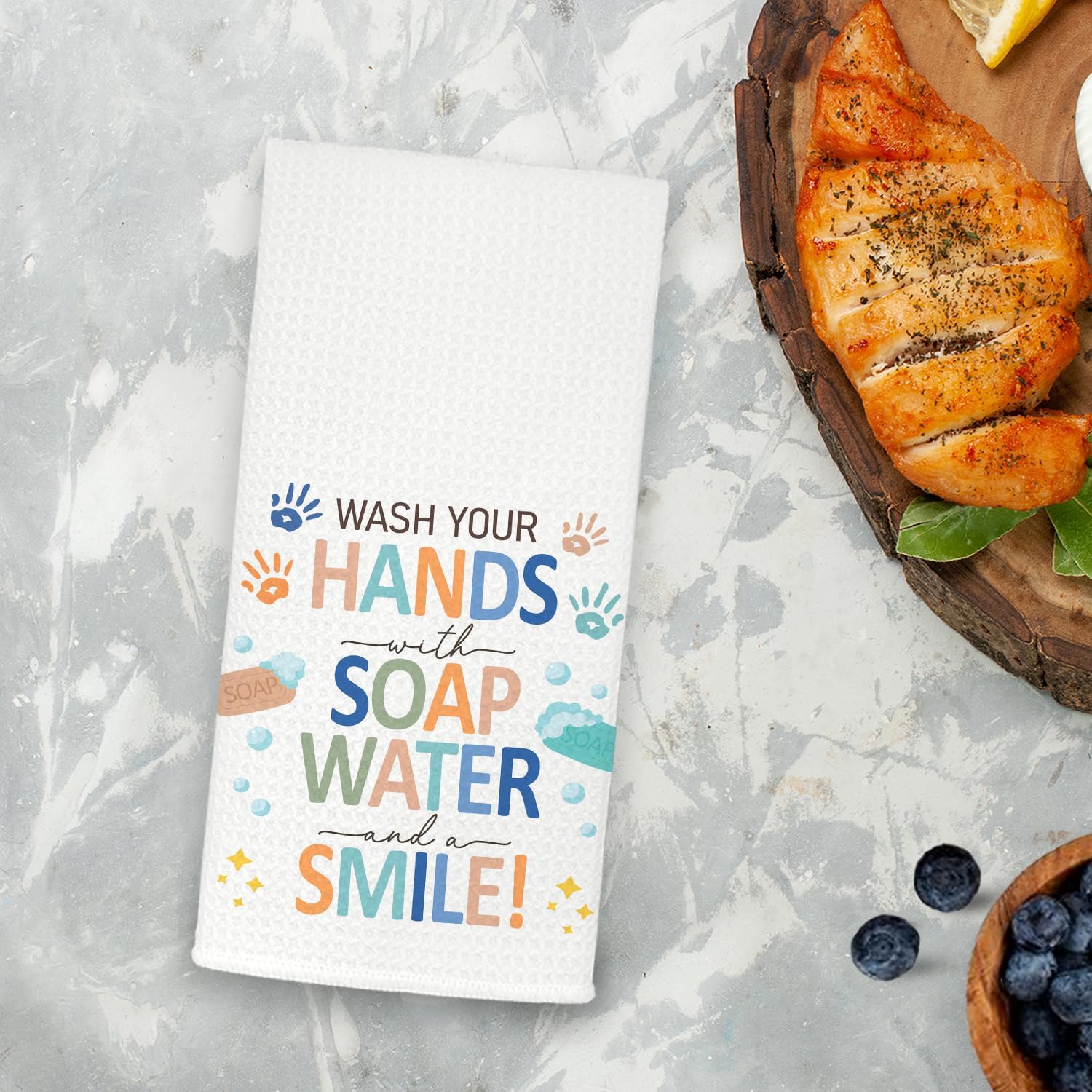 Kids Hand Towels, Wash Your Hand Decorative Hand Towels for Bathroom, Cute Bathroom Decor, Kids Bathroom Decor, Hand Towels Tea Towels for Nursery Bathroom 16x24 Inch - Image 5