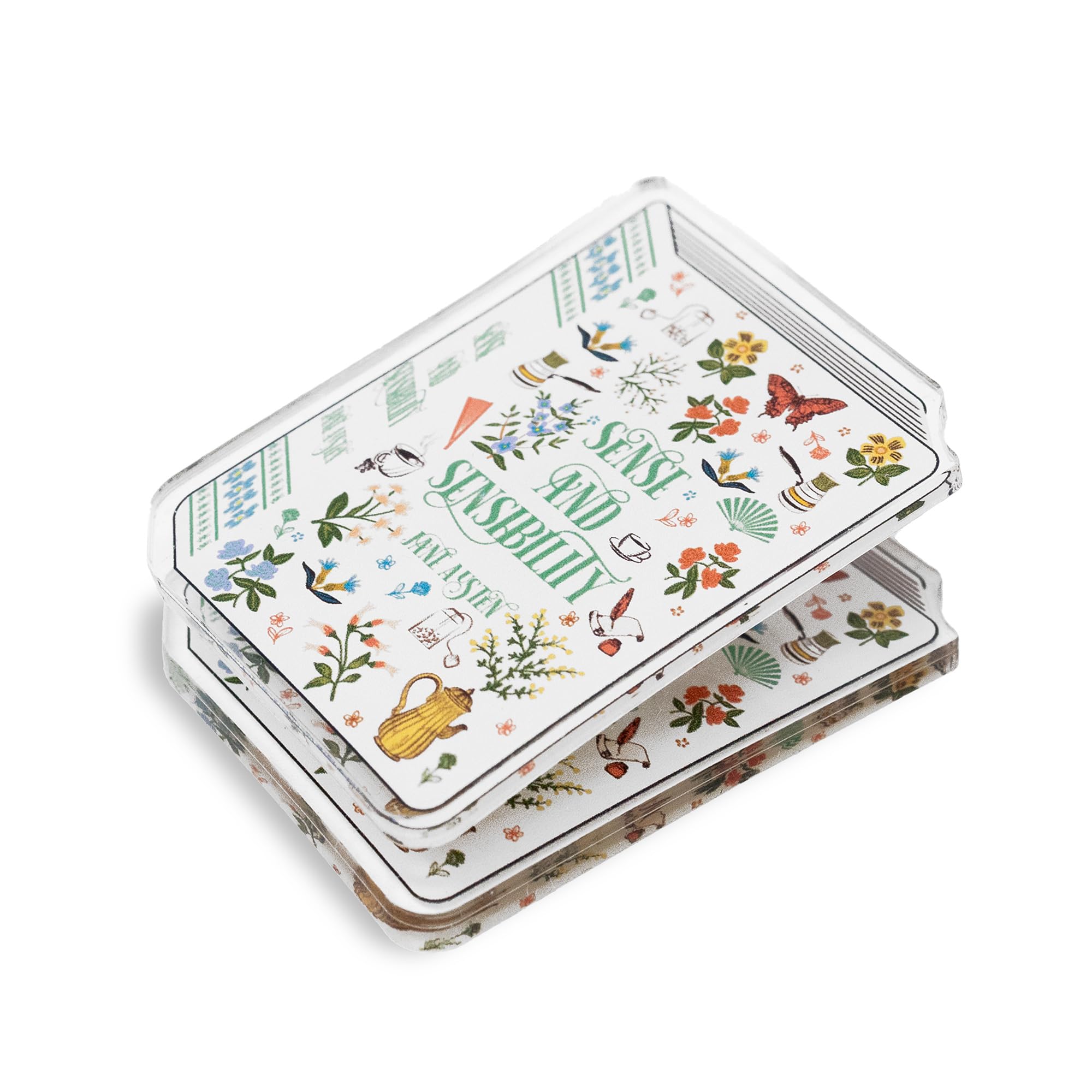 Steel Mill & Co Jane Austen Acrylic Document Clip Set of 3, Book Theme Organization Clips for Journaling, Gifts, Desk and Office Functional Decor (Pride & Prejudice, Sense & Sensibility, and Emma)
