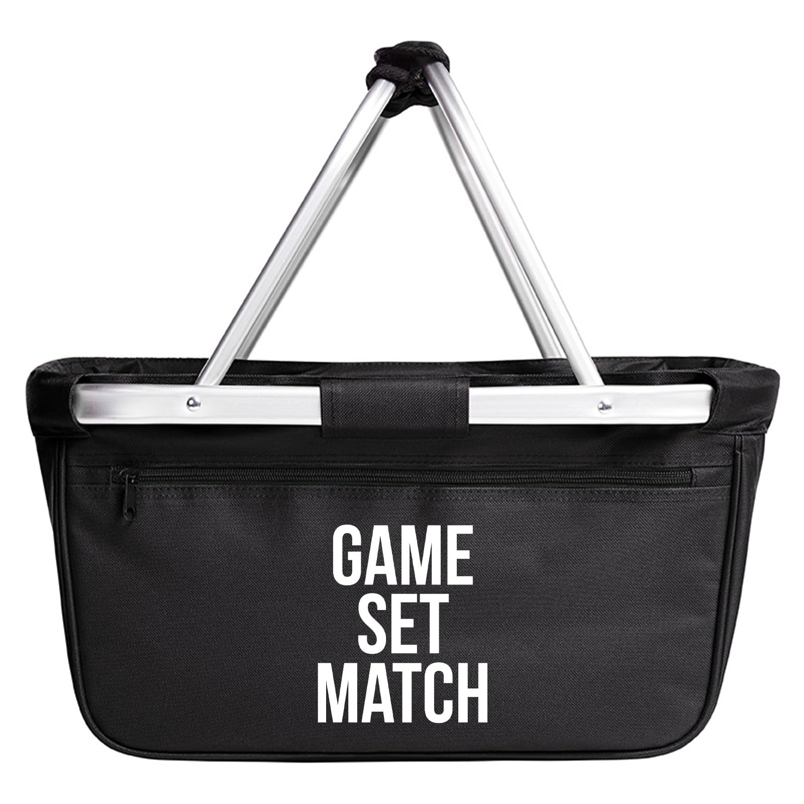 Huuraa Einkaufskorb Game set match Tennis Geschenk | 20 Liter Black faltbarer Tragekorb Geschenkidee