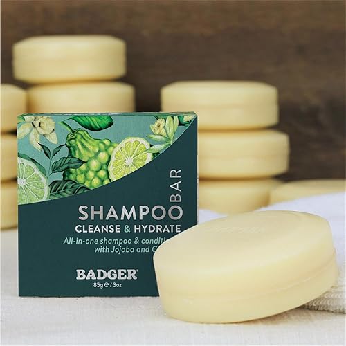 Miniatura 7 de Badger - Barra de champú acondicionador de jojoba y baobab, barra capilar vegana natural, 3 oz