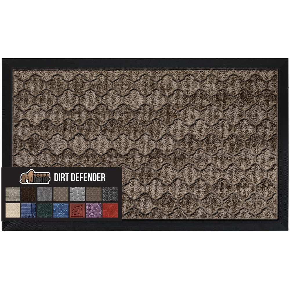 The Original Gorilla Grip Dirt Defender All-Weather Doormat, 47x35, Durable Natural Rubber, Stain an