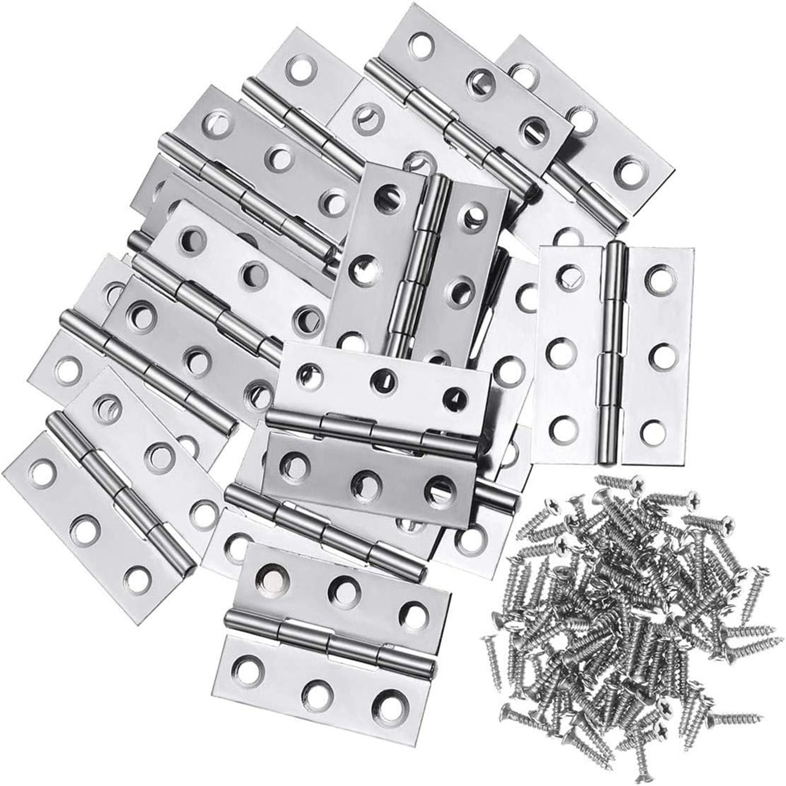 12 pezzi di cerniere pieghevoli, 55mm × 34mm, cerniera in acciaio inox, cerniere per pianoforte, piccola cerniera per porte, finestre, armadi con 72 viti