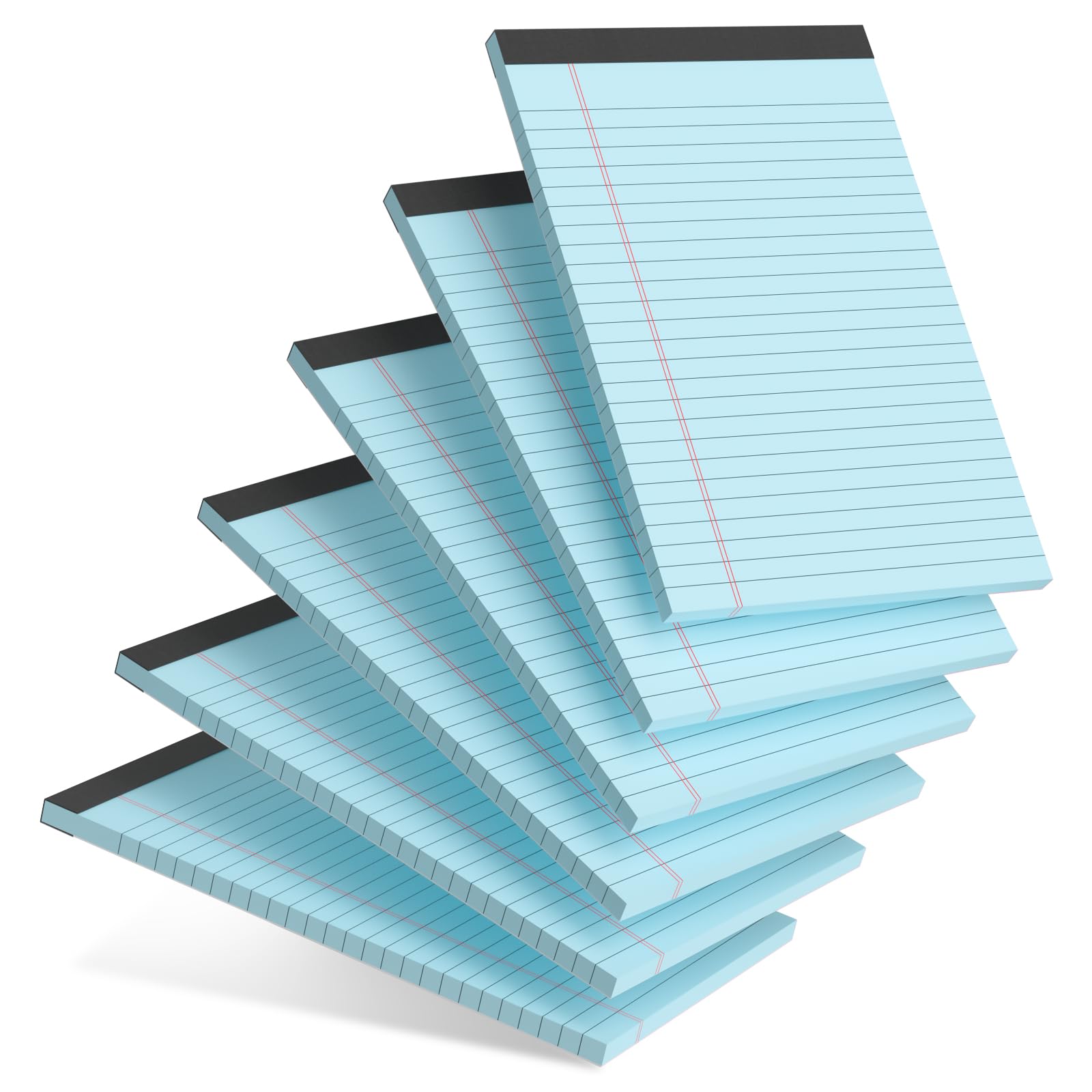 6pcs Small Note Pad 5x8 College Ruled Blue Legal Pads Paper Notepads 6 Pack Study Back Writing Pads 5 x 8 Legal Pads Perforated Narrow Ruled Pads of Paper Blue