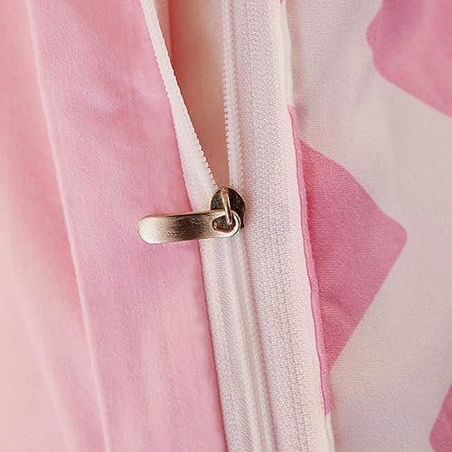 Miniatura 7 de HALOZI Juego de funda de edredón tamaño individual, diseño de rayas rosas fresas, reversible, de lujo, suave, con cierre de cremallera y lazos en