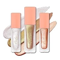 Vista 15 de Oulac Sombra de ojos líquida con purpurina - Acabado metálico y brillante, cobertura antiadherente de una sola pasada, secado rápido y resistente a