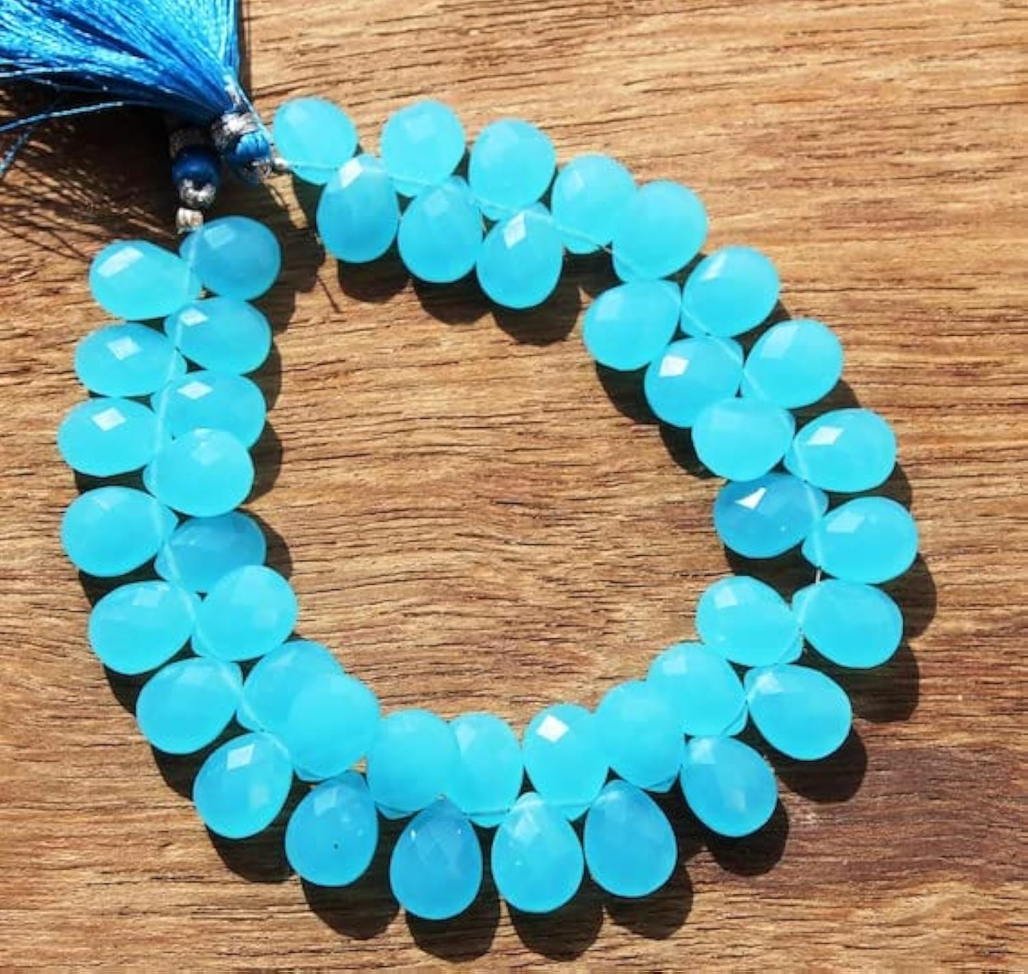 Apatite naturelle bleu chalcédoine perles briolettes poire facettées 9x12 mm