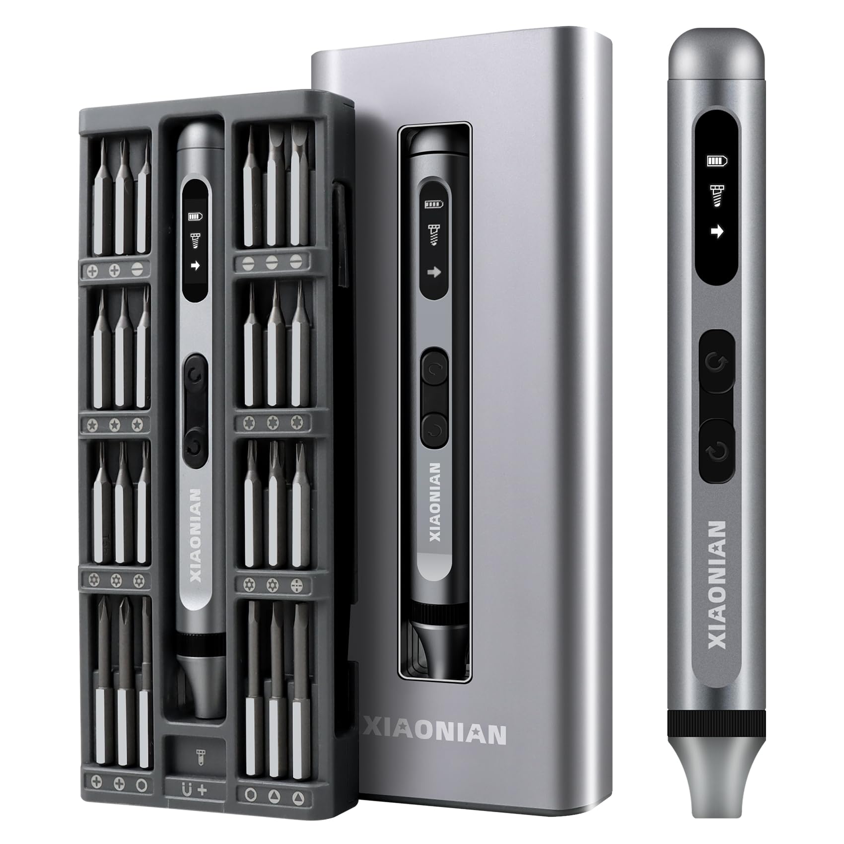 52 in 1 Electric Screwdriver Set,XIAONIAN 3.7V Mini Precision Screwdriver Set with 48 S2 Magnetic Bits,USB-C Charging Cable,LED Light,Small Repair Tool Kit for Phone,Watch,Eyeglasses,PC,Camera,Laptop