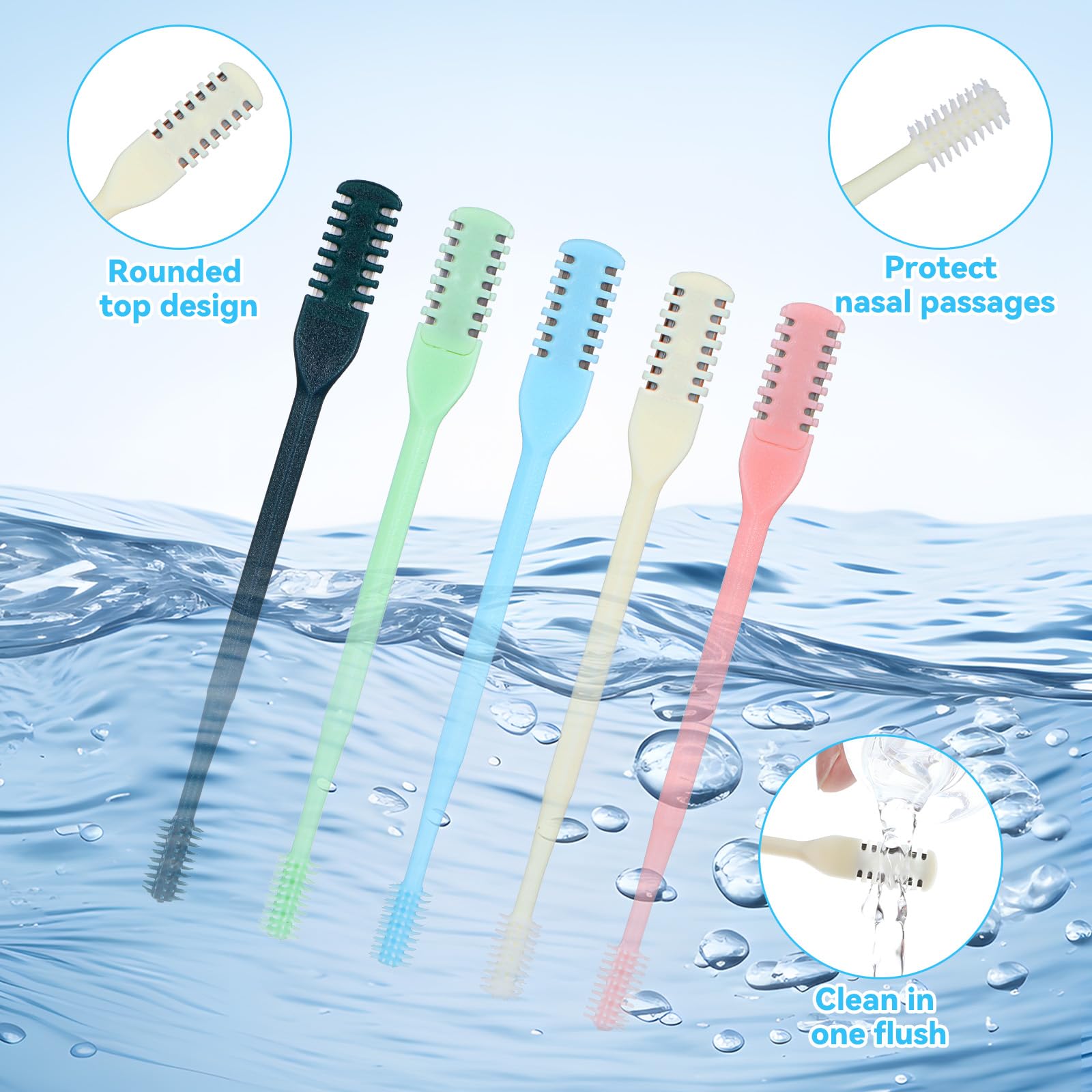 Oruola 5 Stück Nasenhaarschneider,Doppelseitiges Nasenhaarmesser,2-in-1 Nasentrimmer,360° Drehbarer Manuell Nasal Hair Cutter,Rotierender Nasenhaarreiniger und Trimmer,Nasenrasierer für Herren Männe