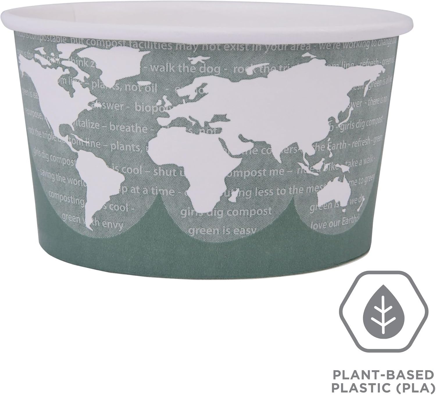 ECO PRODUCTS Compostable 12oz Lined Paper Food Bowls, Case of 500, Renewable Disposable Round Containers, Plant-Based PLA Lined, World Art, Lids Available, ASTM Compliant, BPI-Certified