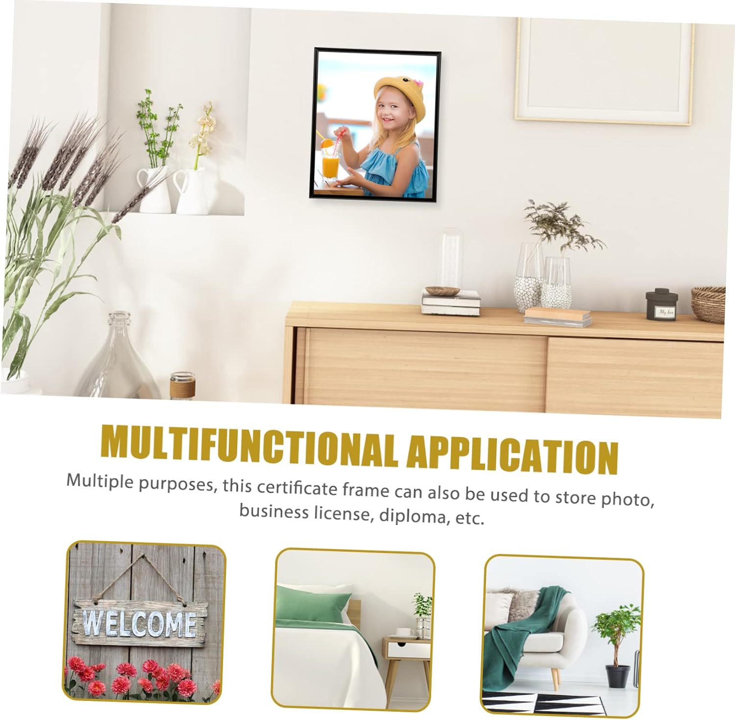 Aluminum Alloy Family Photo Frame Multi-use Decor Frame for Diploma Certificate Business License Boys and Girls Art