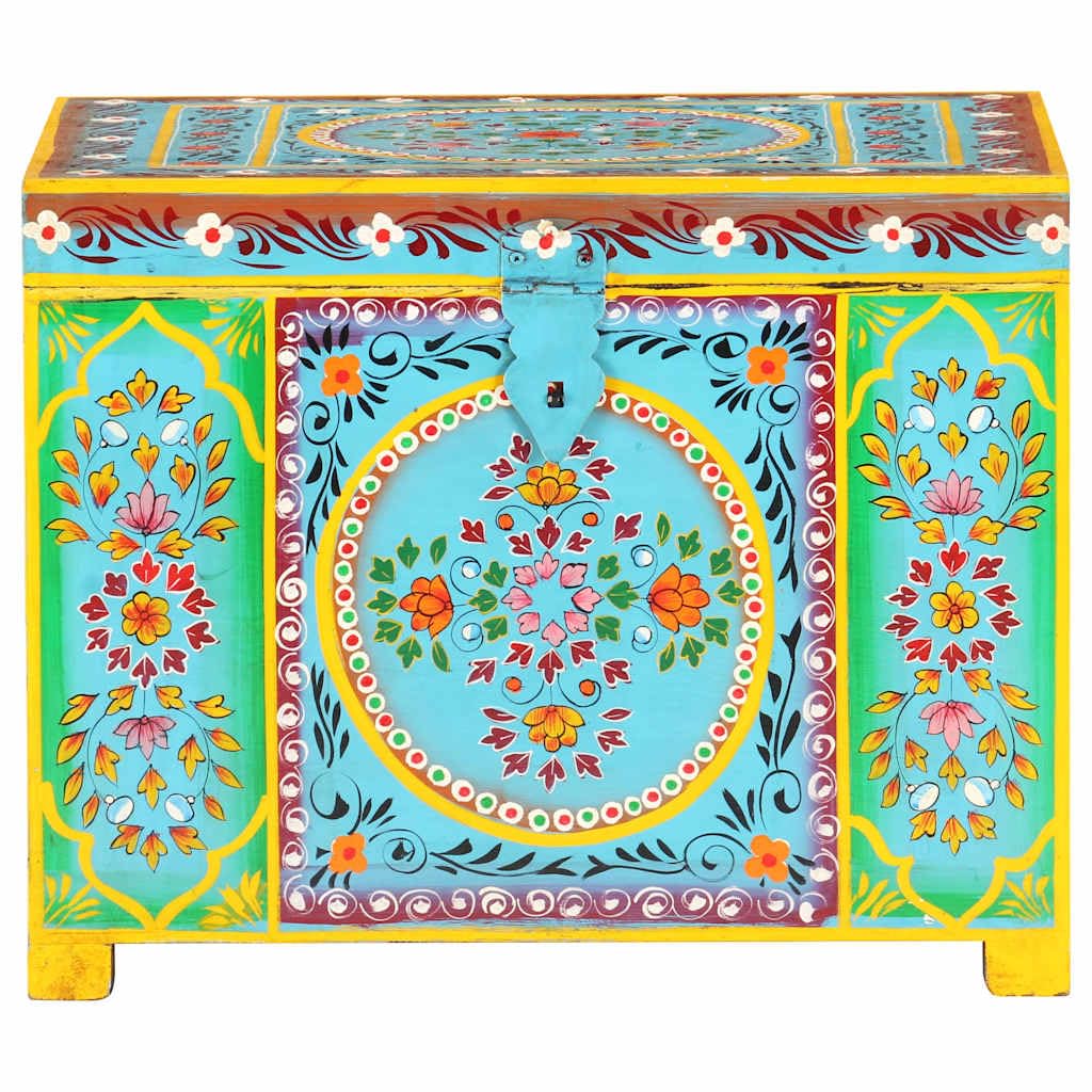 Caja de almacenamiento de madera, mango macizo, 50 x 40 x 40 cm, pintado a