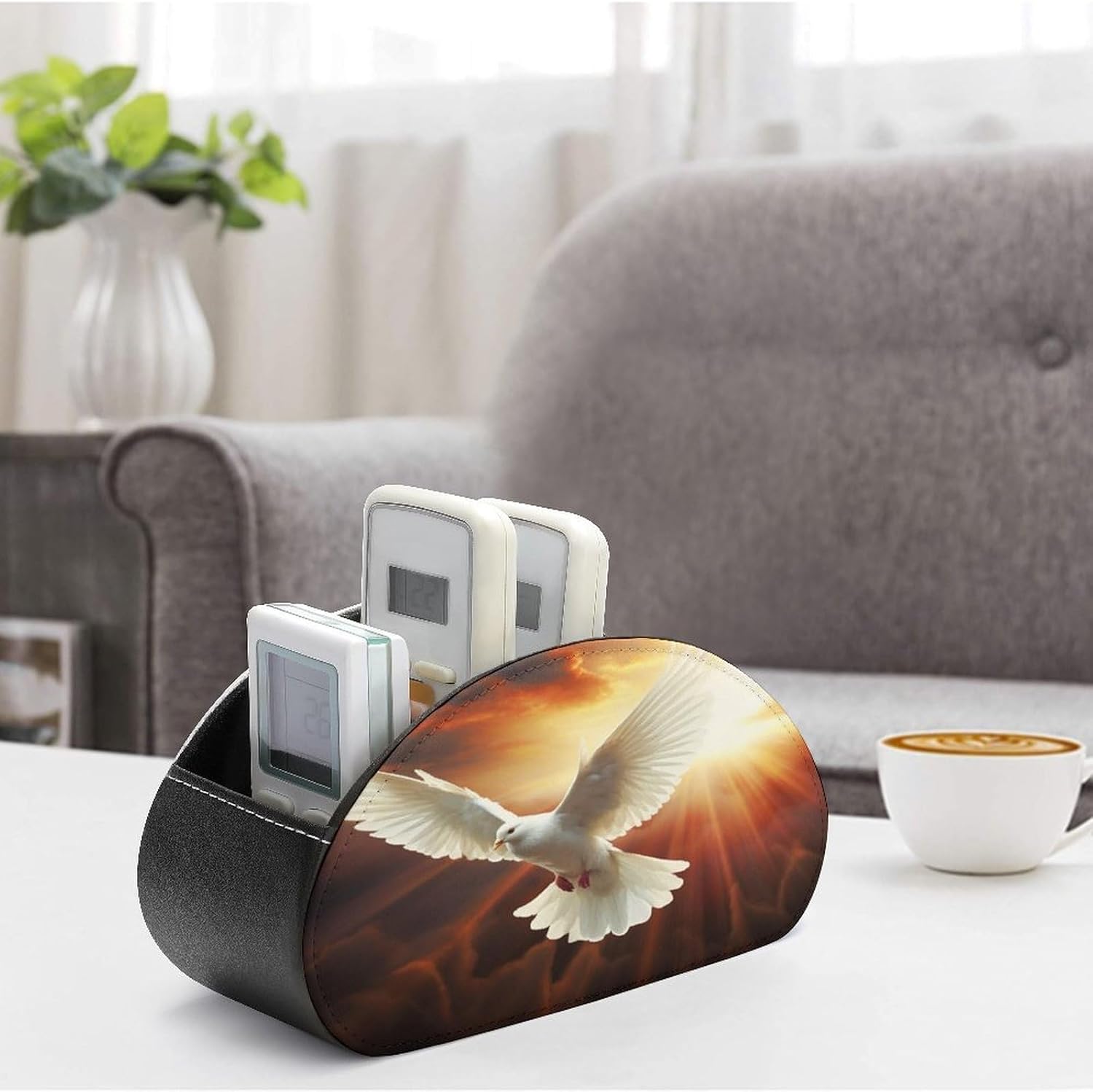 TV Remote Control Holder, 5 Compartments, Dove Sun Art image 4