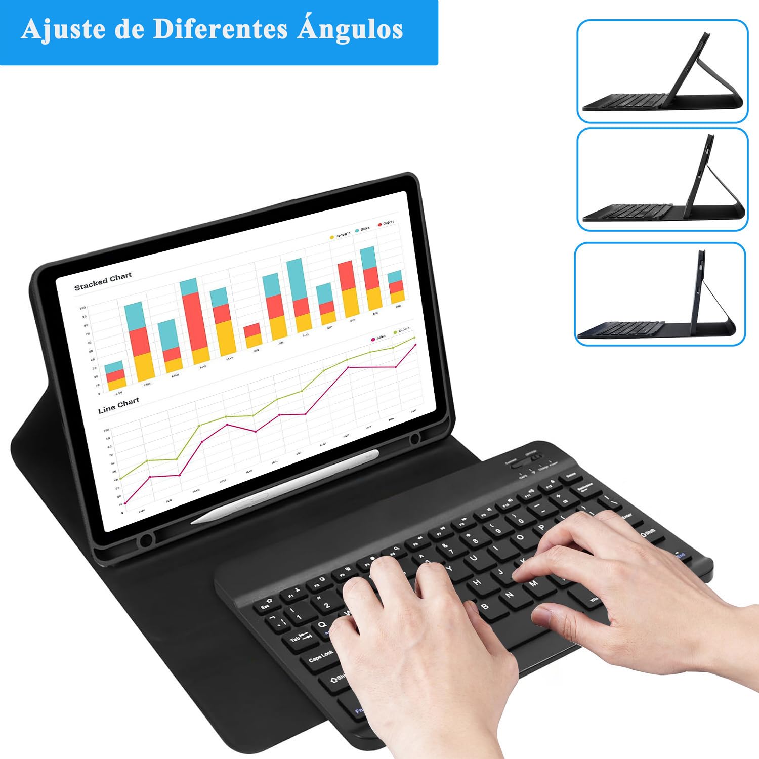 Funda Teclado para Xiaomi Redmi Pad 2 /Redmi Pad SE 11 Pulgada, Español Ñ Bluetooth Magnético, Smart Funda con Teclado QWERTY para Xiaomi Redmi Pad 2 /Redmi Pad SE 11”, Negro