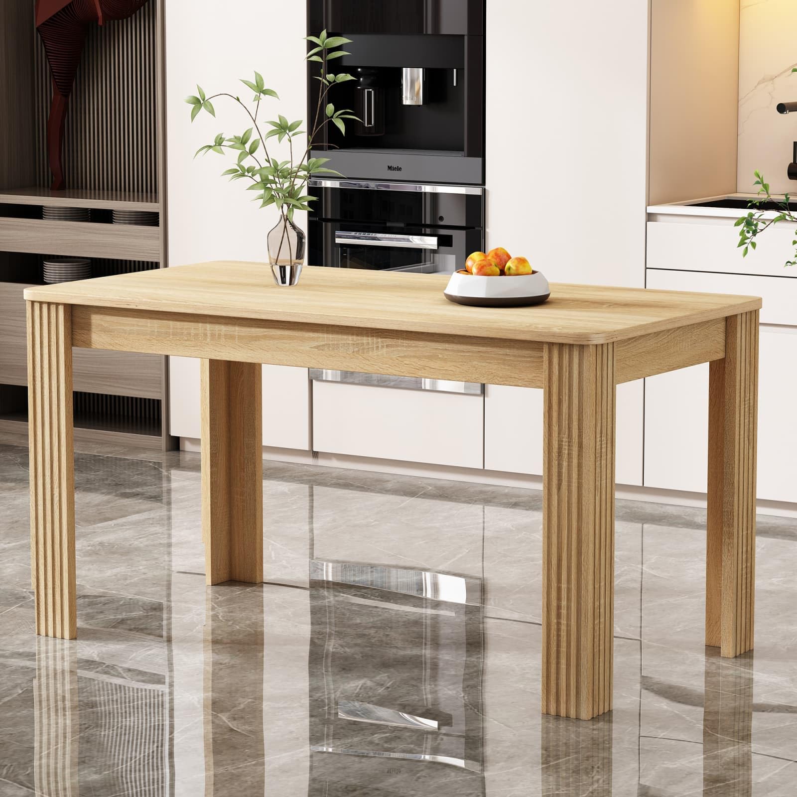 EURHCIO Table a Manger Rectangulaire,Petite Table de Cuisine,Moderne et Minimaliste,116x65x75cm (Brun)