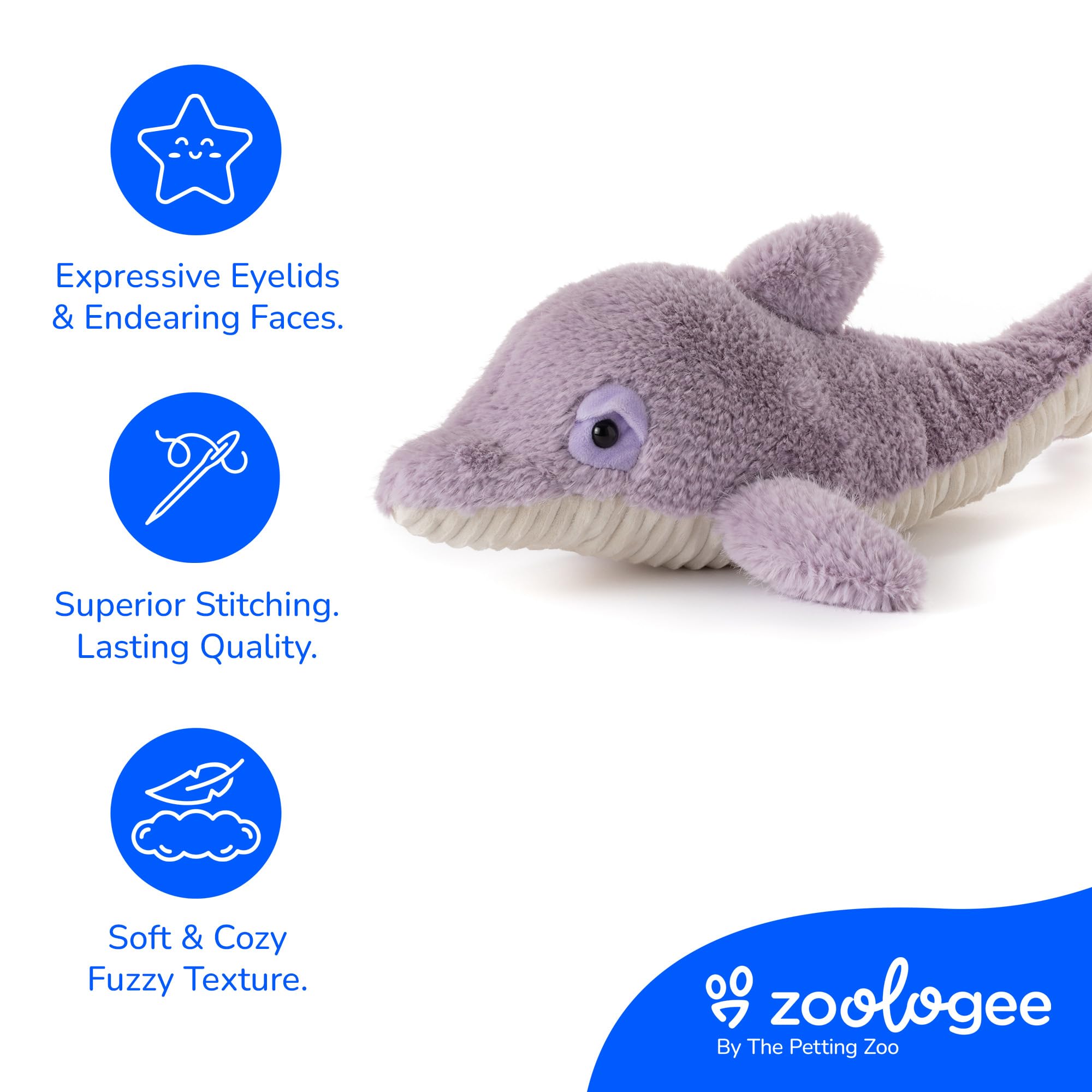 Amazon.com: The Petting Zoo Purple Dolphin Stuffed Animal, Fuzzlez