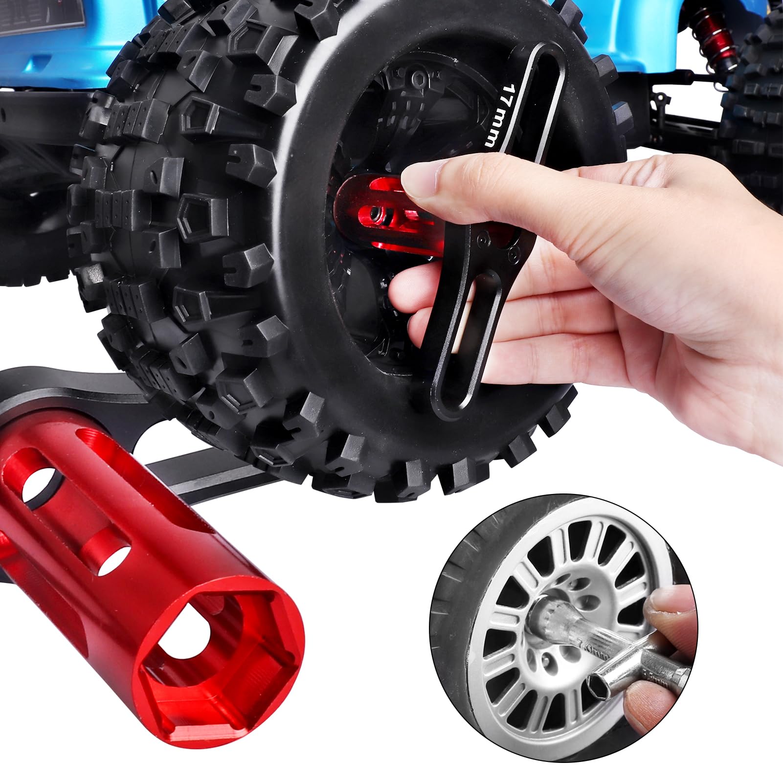 AllinRC 17mm Hex Wrench & Small Cross Wrench RC Tools for 1/8 1/10 Traxxas Arrma Redcat RC Car Truck Crawler Buggy