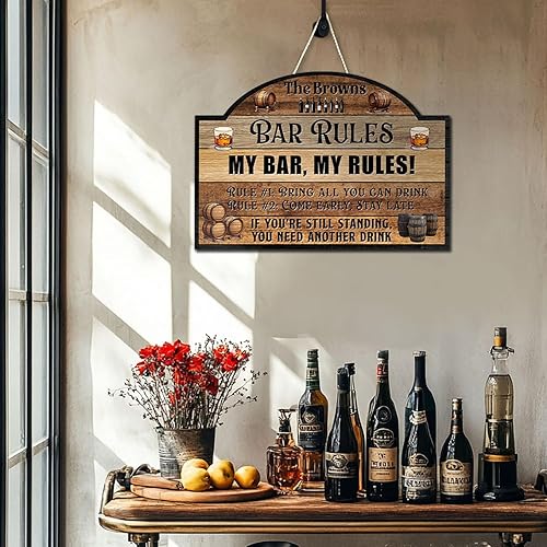 Miniatura 6 de THUYPT - Letrero de madera con reglas de barra para el hogar, bar, sótano, decoración de bar para colgar en la pared, letrero de madera impreso