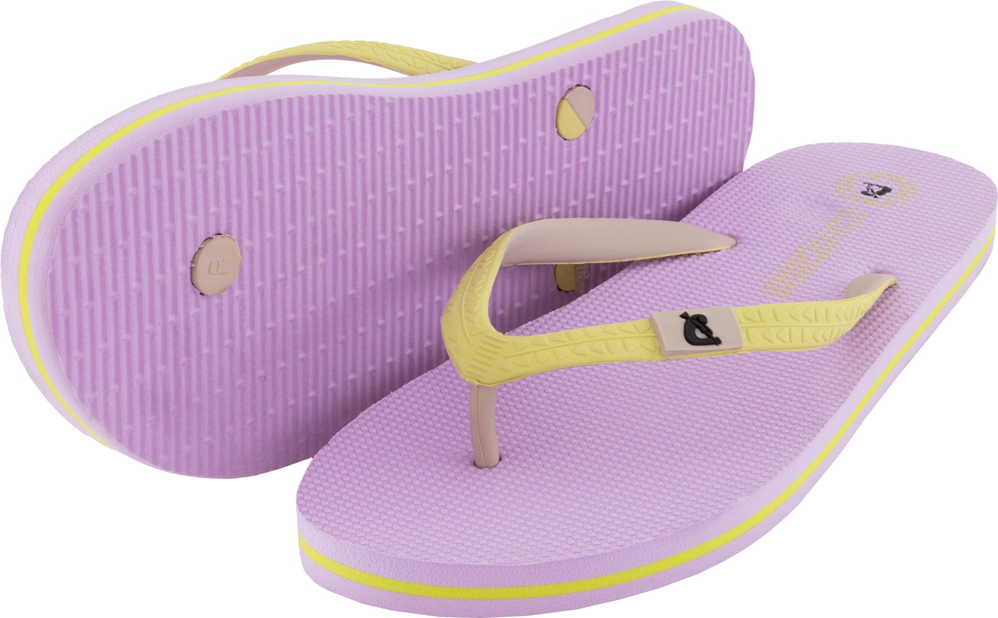 Cressi since 1946 - St Tropez Flip Flops - Perfect for Beach, Sea, Pool, Gym, Leisure, Quick Drying, Soft Shock Absorbing, Non Slip, Lilac/Lime - 4/5 UK