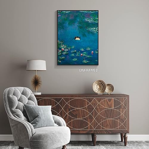 Miniatura 8 de Lienzo de lirios de agua vintage de Monet, arte de pared famoso floral, divertido póster estético de flores, paisaje, impresiones al óleo, pintura