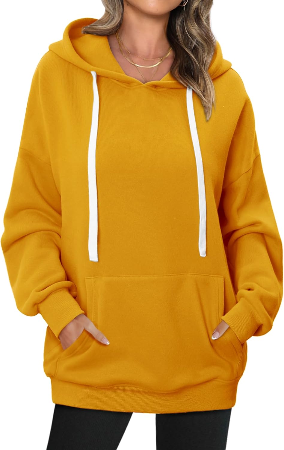 onlypuff Women Essential Hoodies Pullover Sweatshirt Long Sleeve Kangaroo Pocket Fleece Basic Sweater - Image 4