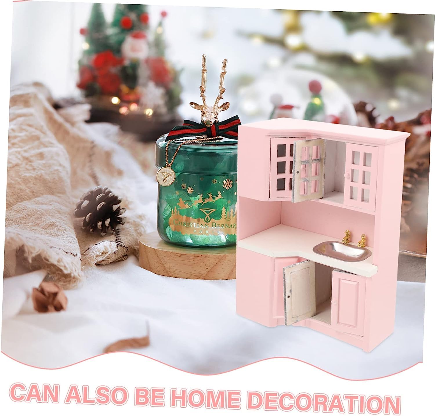 Amazon.co.jp: 2個 ドールハウス 食器棚 ピンク シンク 木製 ドール