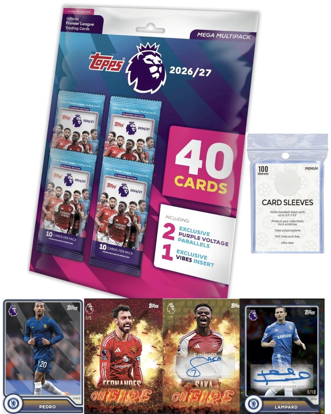 Topps Premier League 26/27 mega Multipack with 100 Card Sleeves 2027 Soccer Cards
