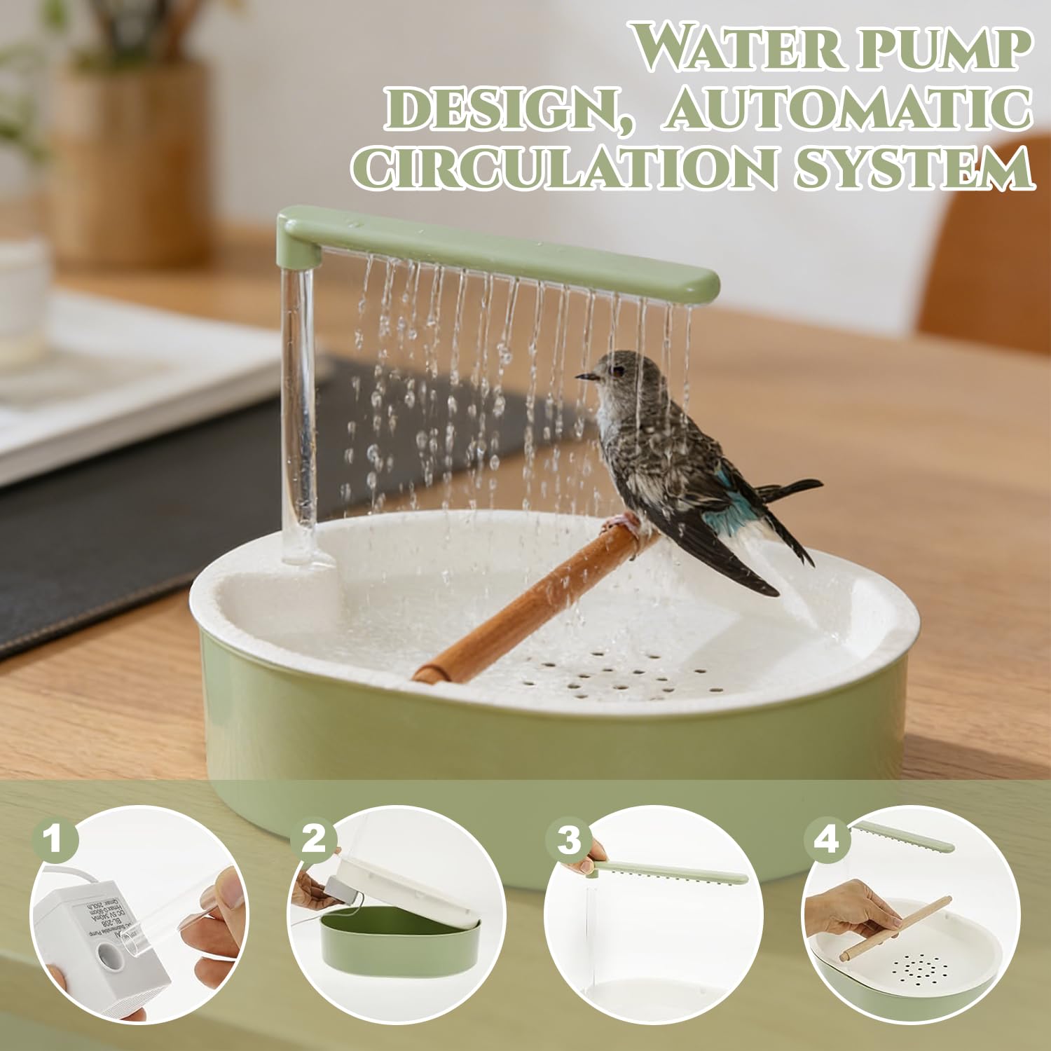 Douche à Oiseaux, Douche pour perroquets, Douche pour Oiseaux, Bain Automatique pour Oiseaux, Baignoire Automatique pour Oiseaux, Baignoire Automatique Oiseaux, pour Perruches, Calopsittes