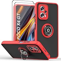 Vista 7 de QUIETIP Funda para Xiaomi Poco X4 GT, TPU + PC duro a prueba de golpes, anillo magnético para montaje en coche, cubierta de parachoques con 2 Negro