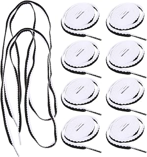 Yardwe 10 Piezas Cordones Planos Negros y Blancos para Zapatos Casuales y Deportivos Multifuncionales Resistentes y Fáciles de Cortar para Reemplazo y Uso Diario