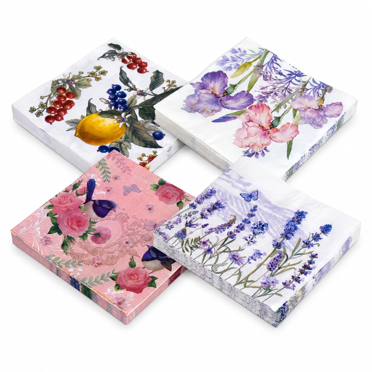 Store2508 Printed Floral 3 Ply Tissue Napkins Pack of 80, 4 Mixed Designs, 33 x 33 cm Unfolded, Decorative Paper Napkins for Dining, Parties, Cafes, General Use & Decoupage Craft (SET B)-image-23