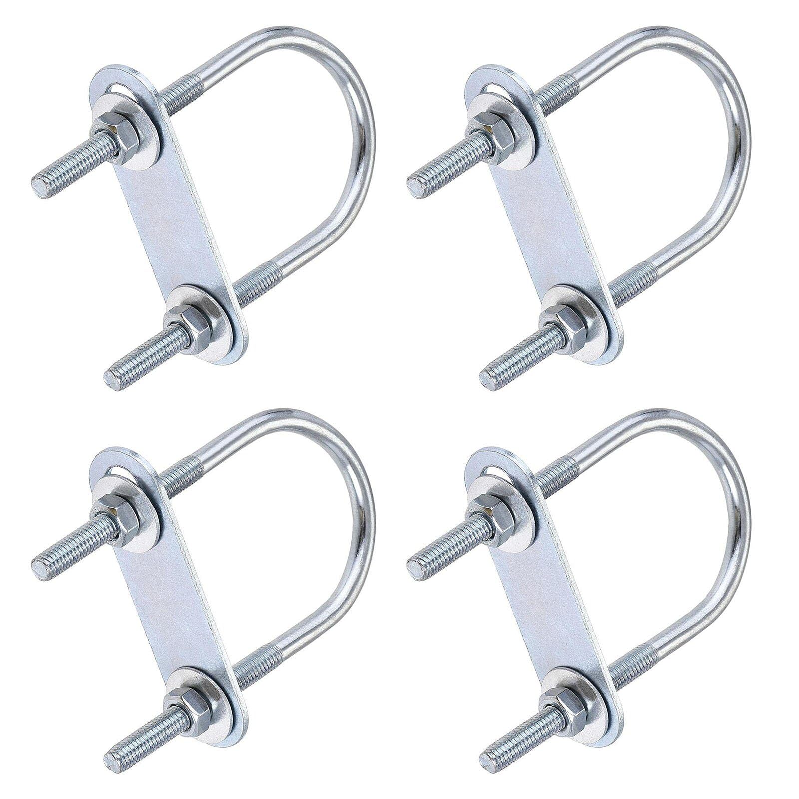TOP-VIGOR 4 sets M6 Round U-Bolts, 40mm Inner Width 90mm Length Steel U-Bolts with Nut, Plate