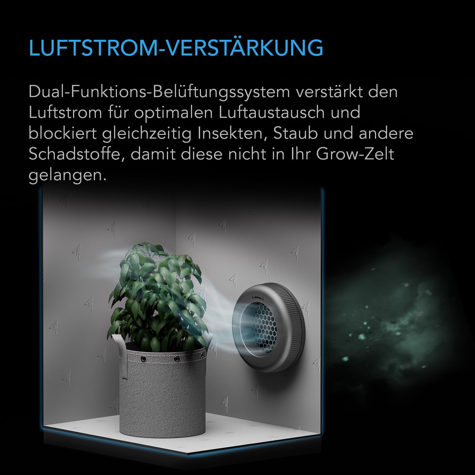 AC Infinity Grow-Zelt-Luftkanal-Belüfter 2er-Pack Lichtblockierende Twist-On-Luftauslässe mit integriertem Adapter Insekten & Staubfilter Hoher Luftstrom Passt auf Standard-150 mm-Luftkanal-Anschlüsse