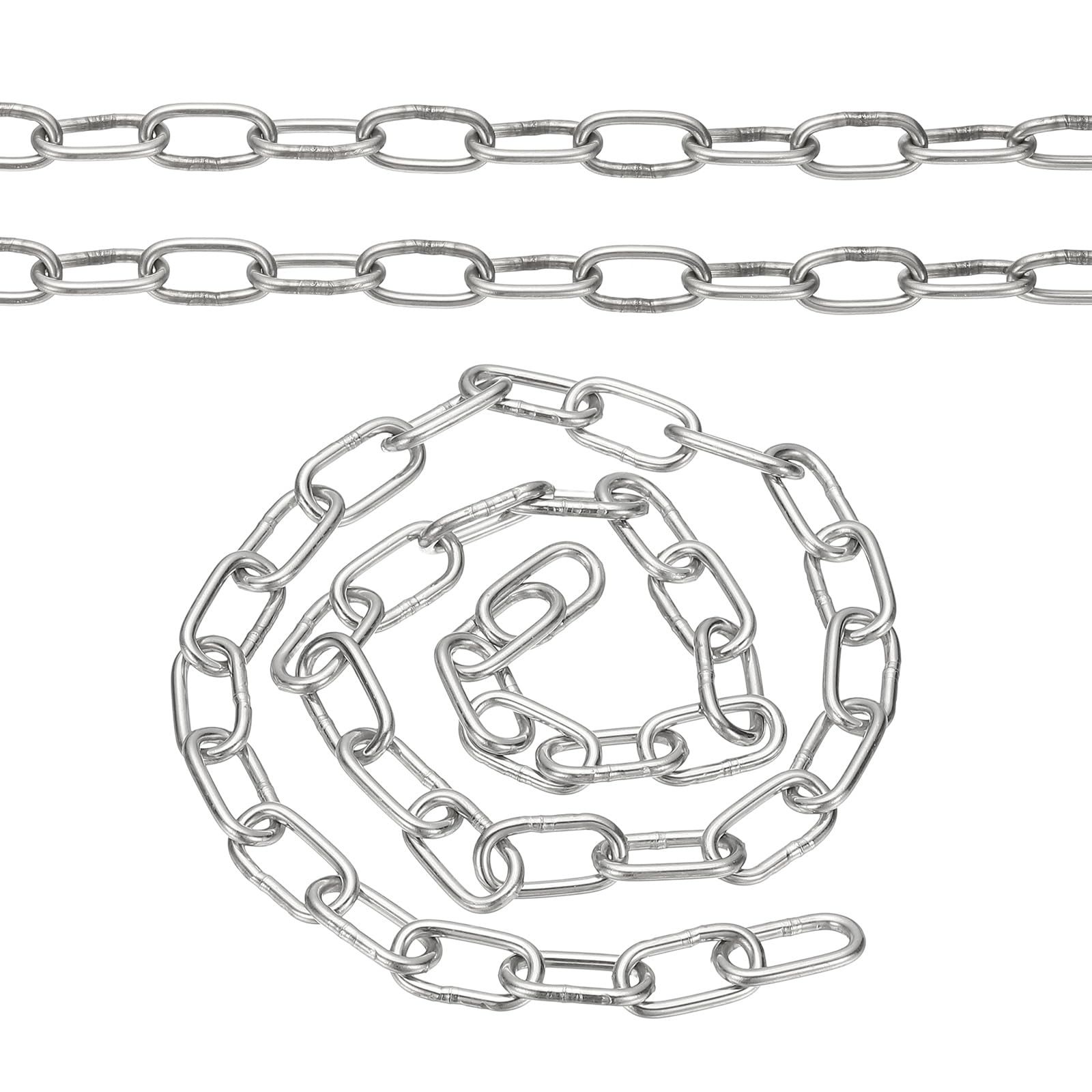PATIKIL 1.6ft SUS304 Stainless Steel Chain, 2mm Metal Chain Link 0.5 Meter Small Light Duty for Home Outdoor Camping Hanging Pet Plant, Silver
