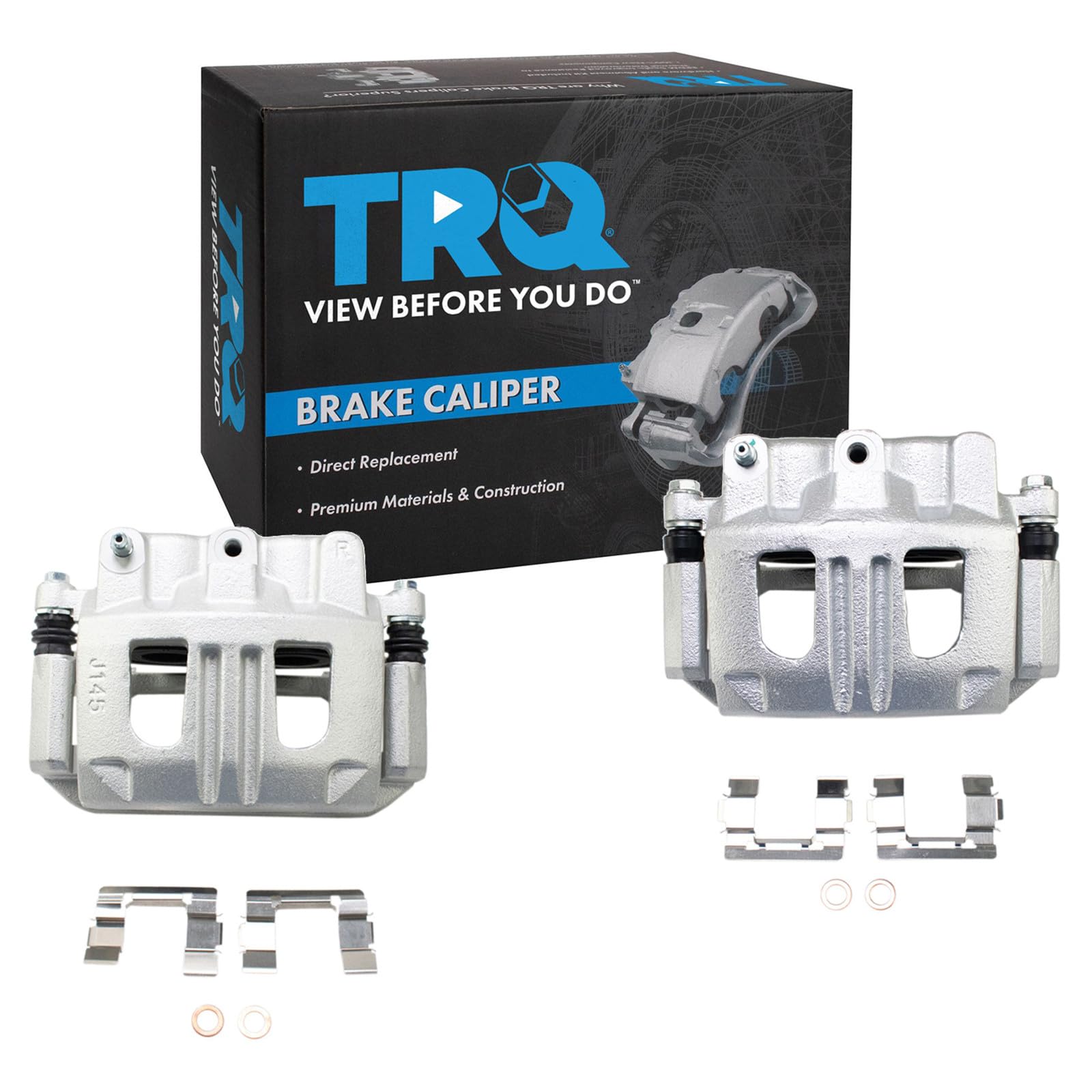 TRQ Front Brake Caliper Set Zinc Coated Brackets Compatible with 2005-2006 Chevrolet Equinox 2006 Pontiac Torrent 2004-2007 Saturn Vue