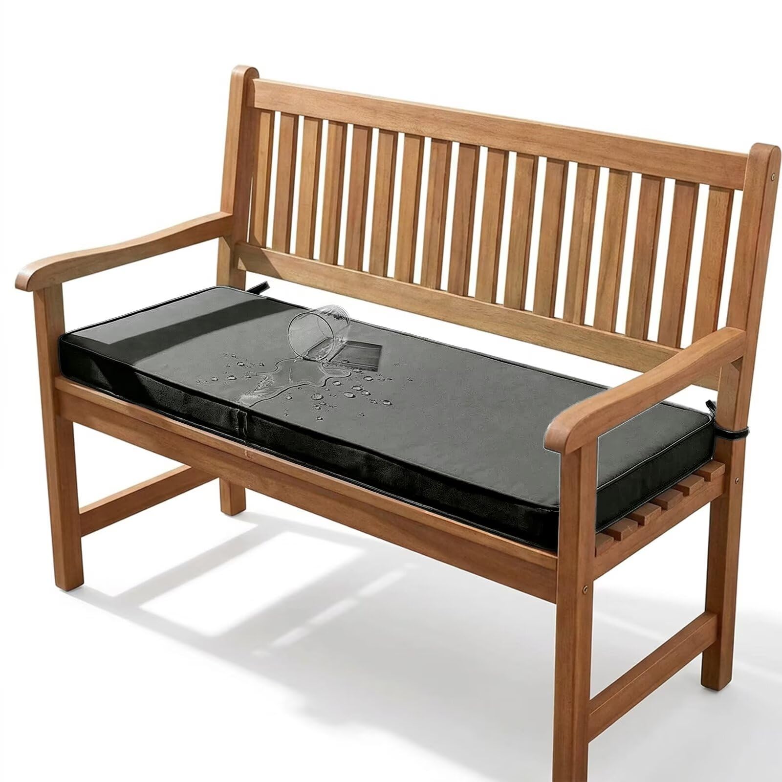 5cm Dick Bankauflage Stuhlkissen Outdoor Indoor 115x50cm für Gartenbank Sitzbank Hollywoodschaukel Kissen mit Rutschfester Unterseite und Paspel, Dunkelgrau