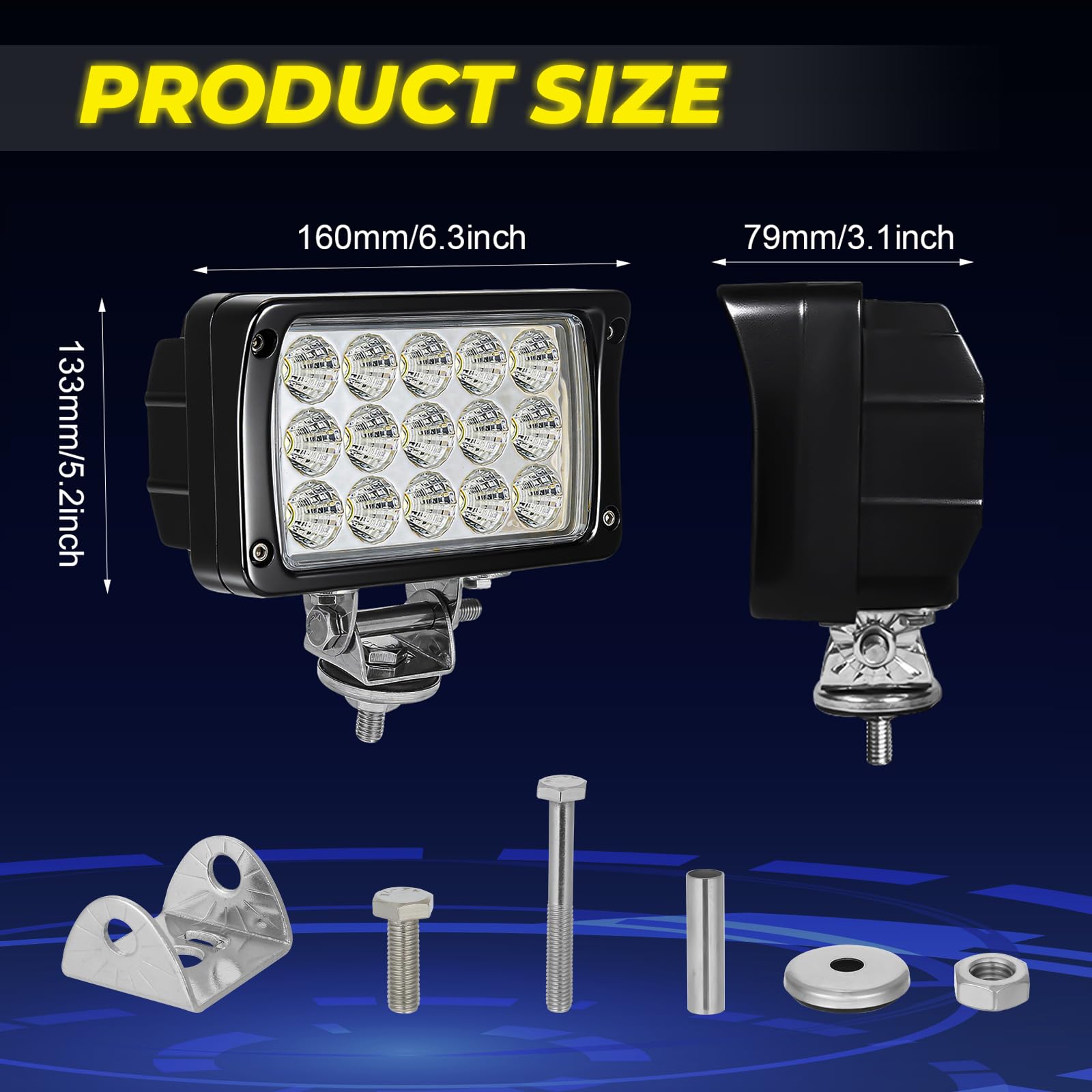 Faro da lavoro LED 2 x 45W,12v 24v,Faretto Faro Luci da Lavoro a led,Off-road Fendinebbia Impermeabile Per Trattore Auto Fuoristrada Moto 4WD SUV ATV Camion