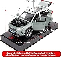 Vista 2 de Modelo de Coche 1/32 RAV4 Aleación Fundida a Presión Coche de Juguete Coleccionable con Luz y Sonido Vehículo de Juguete la Puerta se Puede Abrir