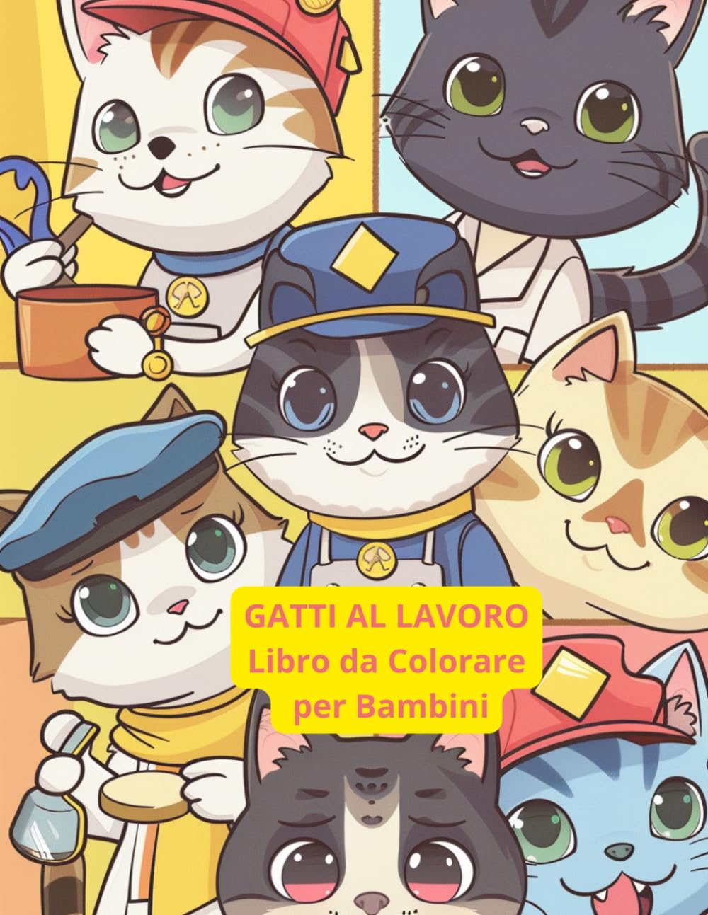 Gatti al Lavoro – Libro da Colorare per Bambini: Scopri i Gattini nei Mestieri: Disegni Facili e Divertenti per Stimolare Creatività e Immaginazione