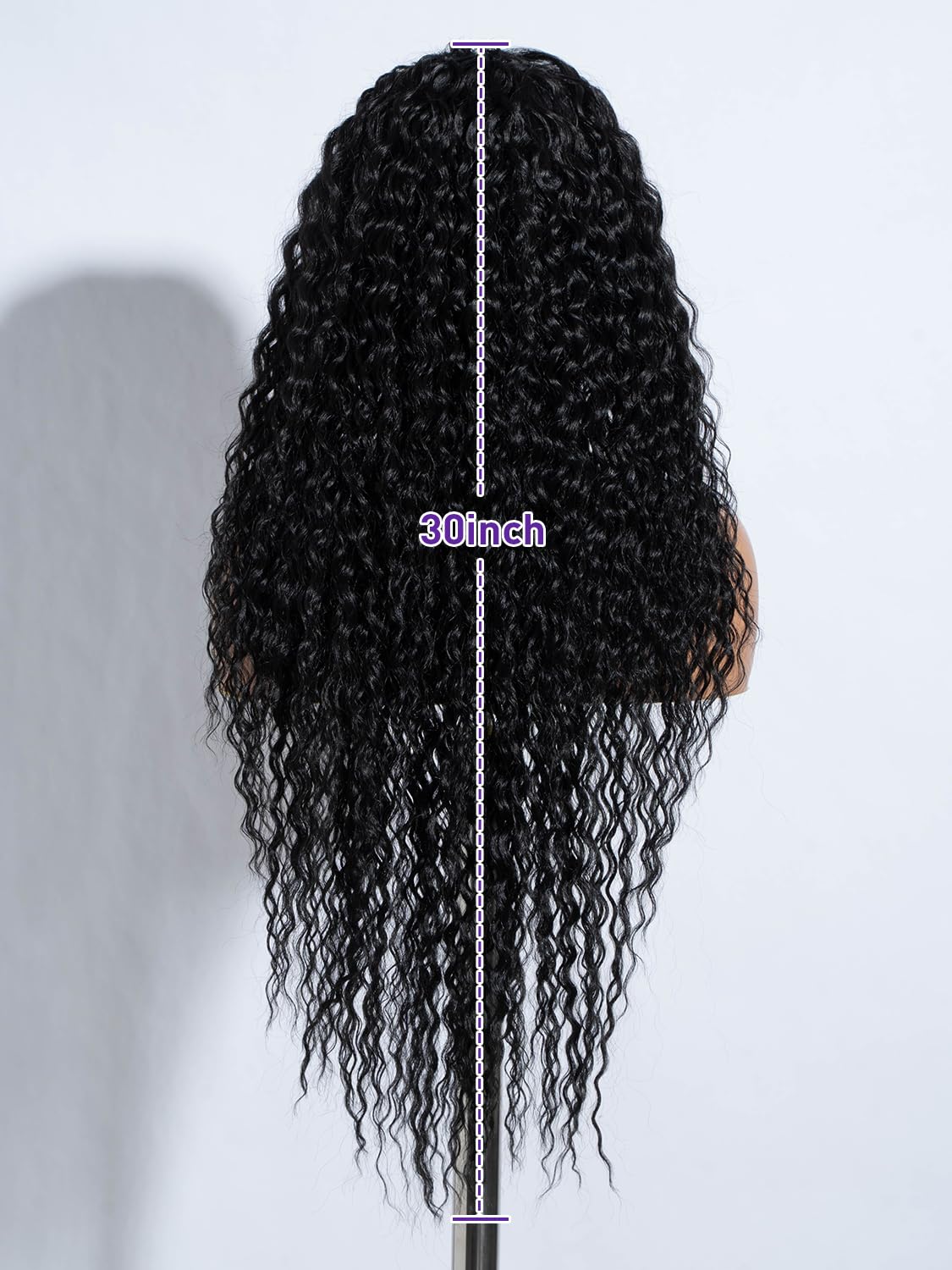 Joedir Long Deep Curly Wavy Lace Front Synthetic Wigs Glueless Lace Wig Black Wigs for Women 30 Inch Middle Part Natural Looking Heat Resistant Fiber Wig for Daily Party Use - Image 4